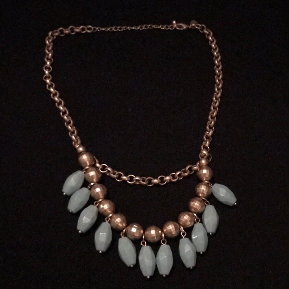 Gold and turquoise beads.  18 inch